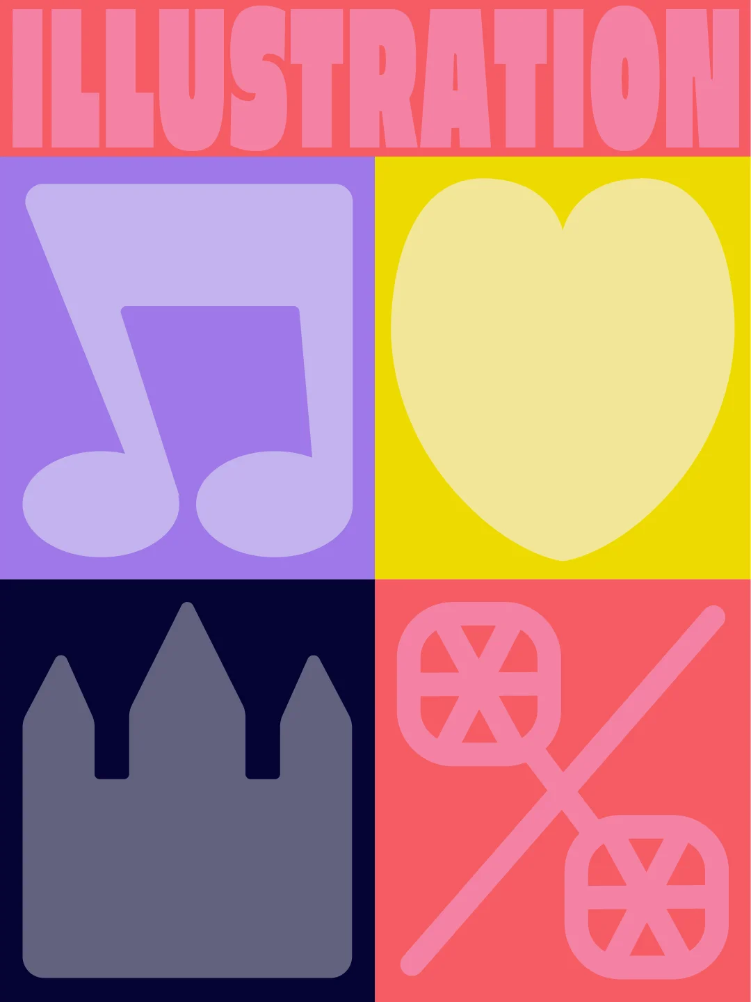 Oliver Mager Illustrationsstil: Musiknote, Herz, Krone, Klanghölzer