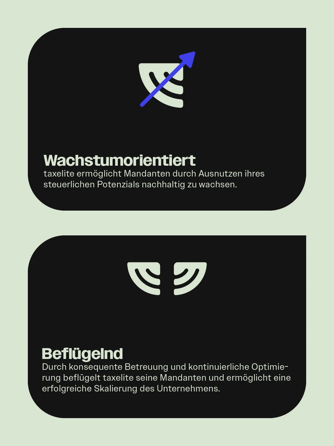 taxelite Markenwerte: Wachstumorientiert und Beflügelnd